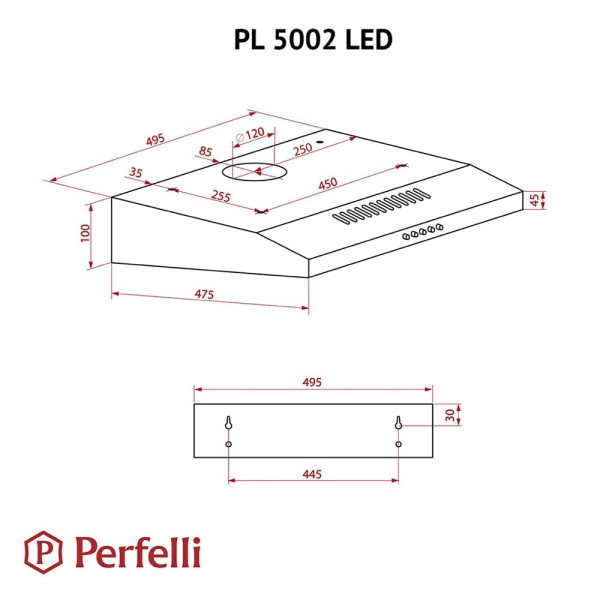 Витяжка Perfelli PL 5002 BL LED
