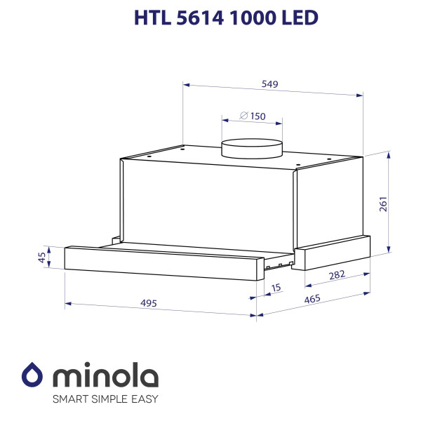 Витяжка вбудовувана Minola HTL 5614 I 1000 LED