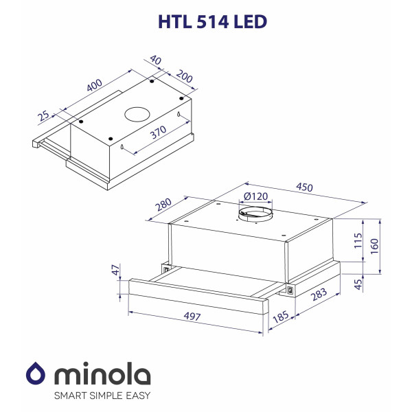 Витяжка вбудовувана Minola HTL 514 BL LED