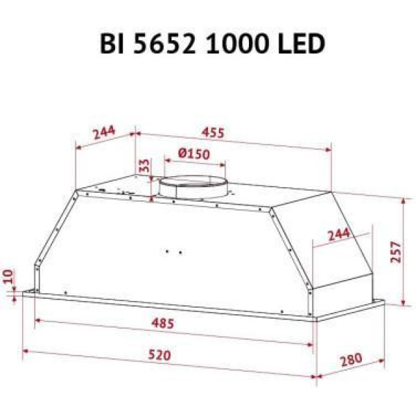Витяжка вбудовувана Perfelli BI 5652 BL 1000 LED