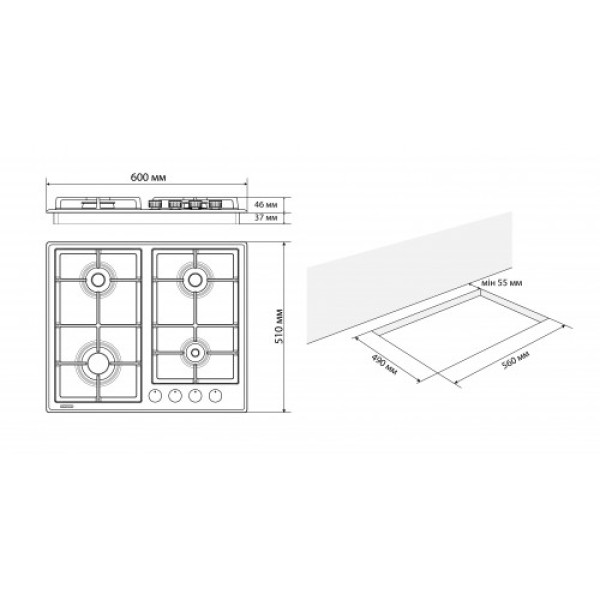 Вбудована поверхня ELEYUS NIKA 60 BG CF