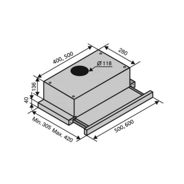 Витяжка Ventolux GARDA 60 BK (750) SMD LED