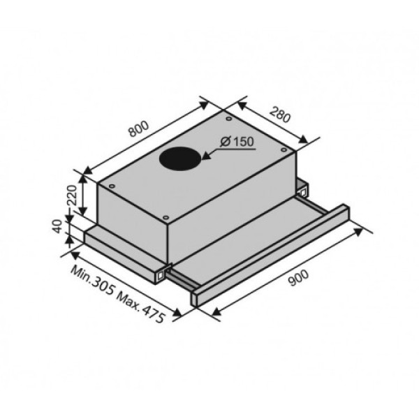 Витяжка Ventolux GARDA 90 INOX (1100) SMD LED