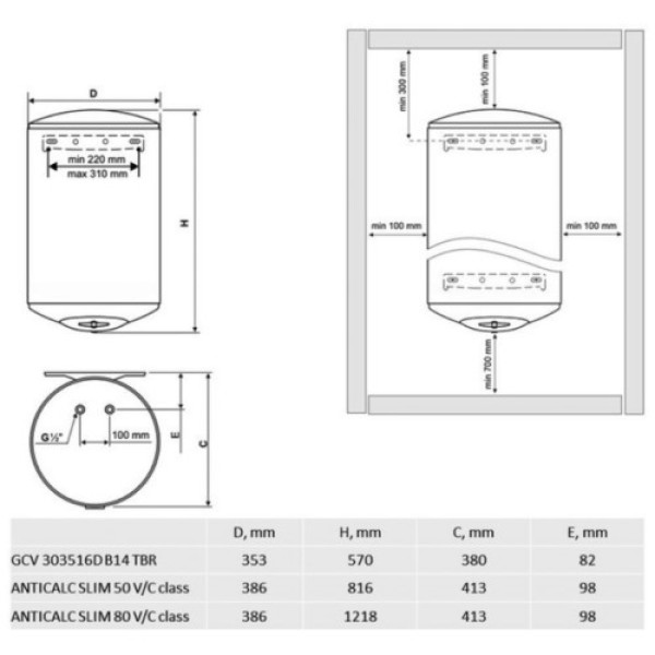 Водонагрівач Tesy ANTICALC SLIM  GCV 50 3516D B14 TBRC