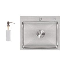Мийка для кухні інтегрована Lidz Handmade H5045 (LDH5045BRU35383) Brushed Steel 3,0/1,0  мм