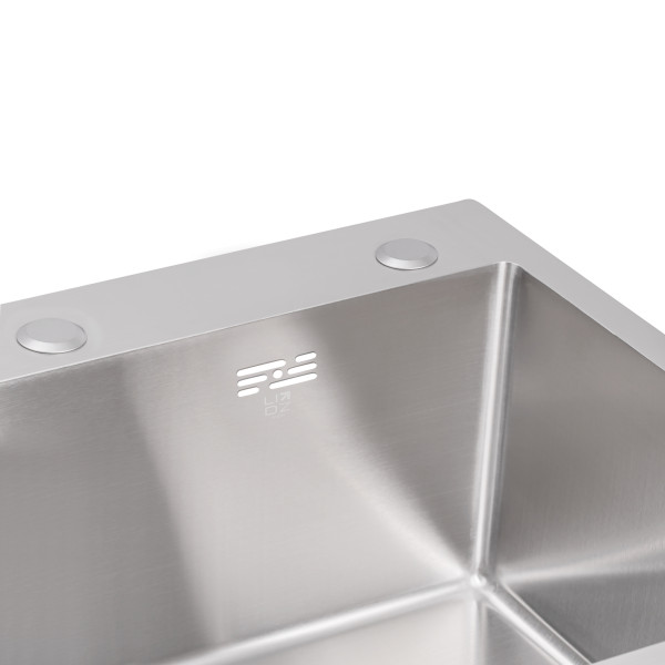 Мийка для кухні інтегрована Lidz Handmade H5845 (LDH5845BRU35384) Brushed Steel 3,0/1,0 мм