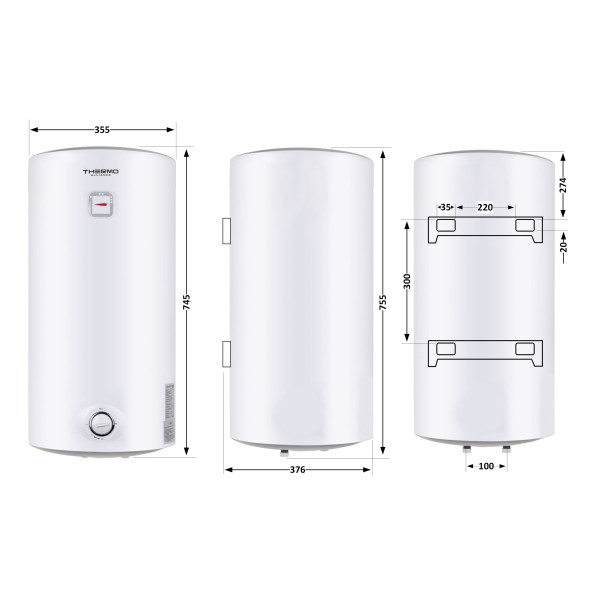 Водонагрівач електричний Thermo Alliance 50 л SLIM вертикальний, мокрий ТЕН 1,5 кВт D50V15Q1