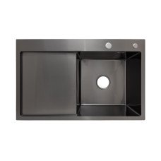 Мийка для кухні інтегрована Lidz Handmade H7849BL крило ліворуч Brushed Black PVD 3,0/1,0 мм LDH7849BLPVD43624