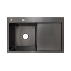 Мийка для кухні інтегрована Lidz Handmade H7849BR крило праворуч (LDH7849BRPVD43625) Brushed Black PVD 3,0/1,0 мм