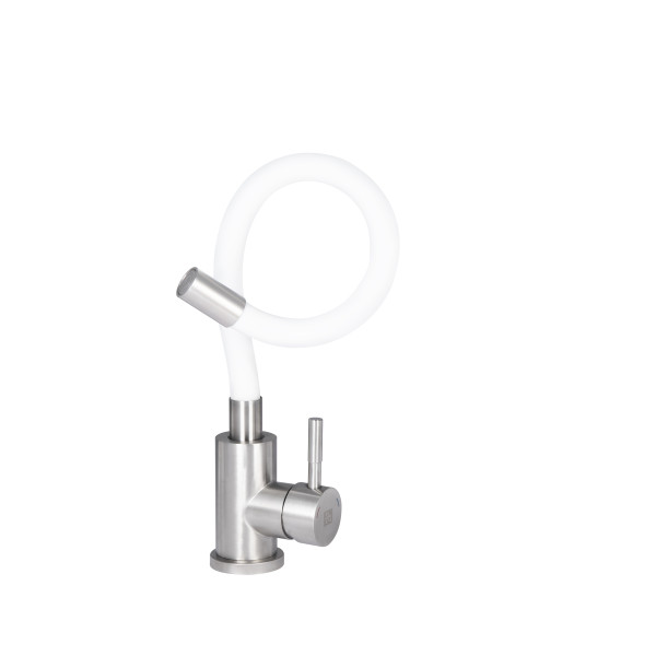 Змішувач для кухні Lidz Aria 015F3 з гнучким виливом (k35) LDARI015F3WHI43362 White / Nickel
