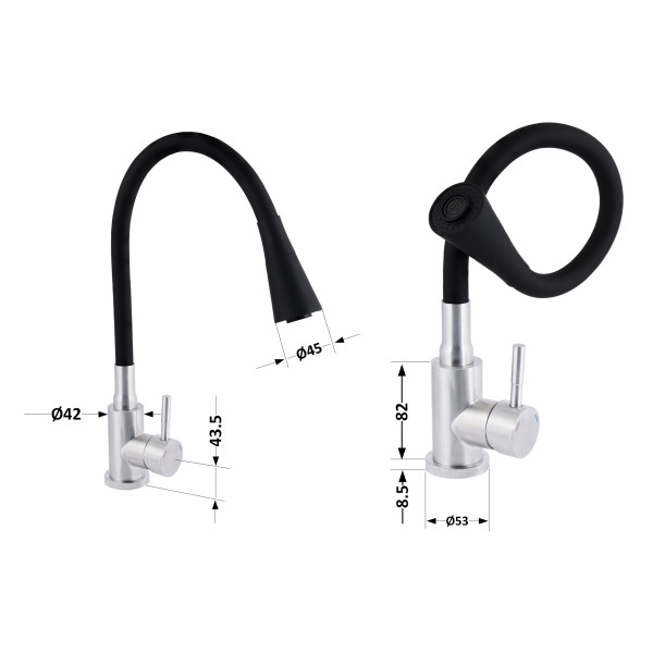 Змішувач для кухні Lidz Aria 015F31 з гнучким виливом (k35) LDARI015F31BNK31872 Black / Nickel