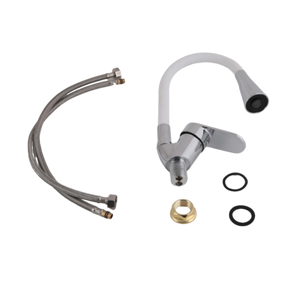 Змішувач для кухні Lidz Tani 008F3 з гнучким виливом (k40) LDTAN008F3WCR37037 Chrome/White