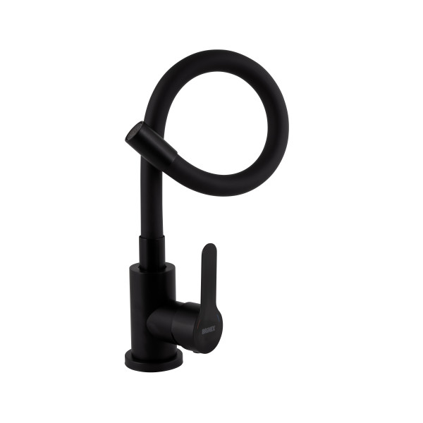 Змішувач для кухні Brinex Pure 015F3 з гнучким виливом   Black Matt BRIPUR015F3BLM