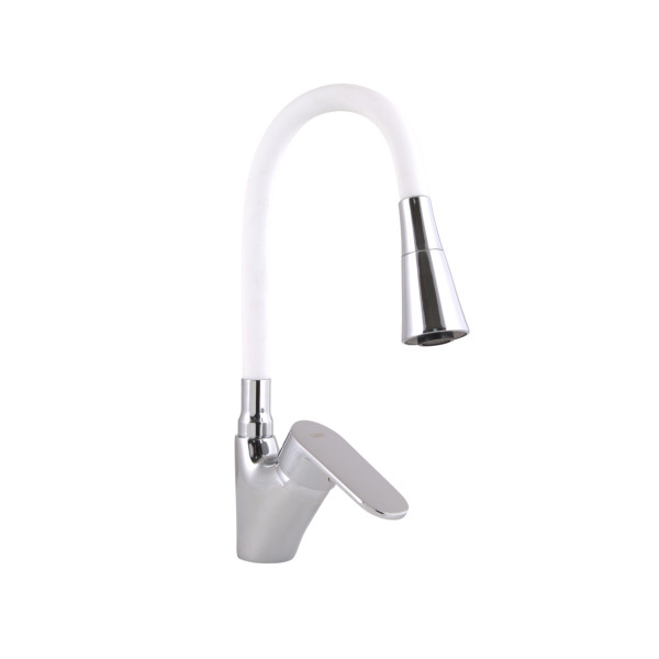Змішувач для кухні Lidz Tani 007F3 з гнучким виливом (k40) LDTAN007F3WCR40423 Chrome/White