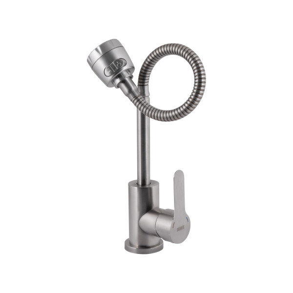 Змішувач для кухні Brinex Pure 015F41 з гнучким виливом   Nickel BRIPUR015F41NKL