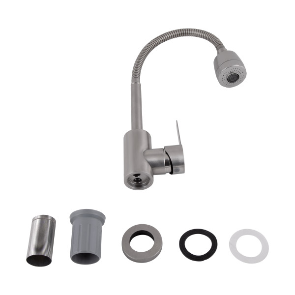Змішувач для кухні Brinex Pure 015F41 з гнучким виливом   Nickel BRIPUR015F41NKL