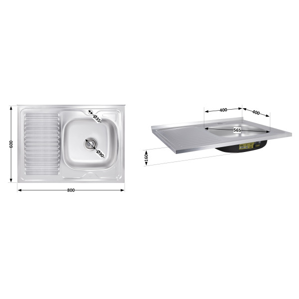 Кухонна мийка Brinex 6080-R 0,6 мм Satin (BRIN6080RSAT06)