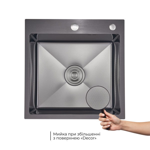 Lidz Handmade H5050HB Мийка для кухні інтегрована Decor Black PVD Honeycomb 2,5/0,5 мм LDH5050BDECPVD48369