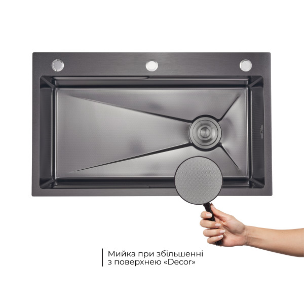 Lidz Handmade H7545B Мийка для кухні інтегрована Decor Black PVD Honeycomb 3,0/1,0 мм LDH7545BDECPVD48373