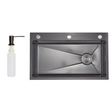 Lidz Handmade H7545B Мийка для кухні інтегрована Decor Black PVD Honeycomb 3,0/1,0 мм LDH7545BDECPVD48373