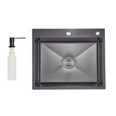 Lidz Handmade H6050HB Мийка для кухні інтегрована Decor Black PVD Honeycomb 2,5/0,5 мм LDH6050BDECPVD48371