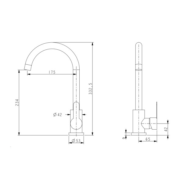 Змішувач для кухні U-образний Brinex Pure 015F U-образний  Chrome BRIPUR015FCRM