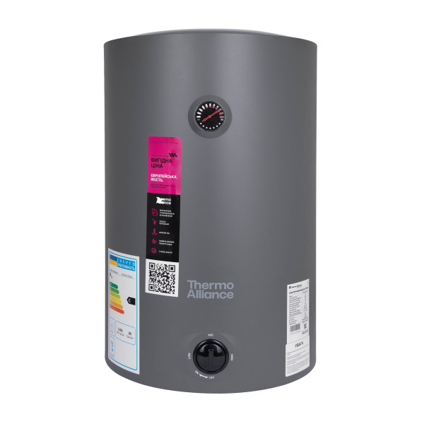 Водонагрівач електричний 80 л Grey універсальний, мокрий ТЕН 1,5 кВт D80VH15Q3G Thermo Alliance