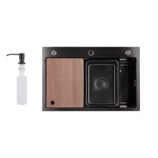 Мийка для кухні інтегрована Lidz Handmade H6845HB Decor Black PVD Honeycomb 3,0/1,0 мм LDH6845HDECBLM49445