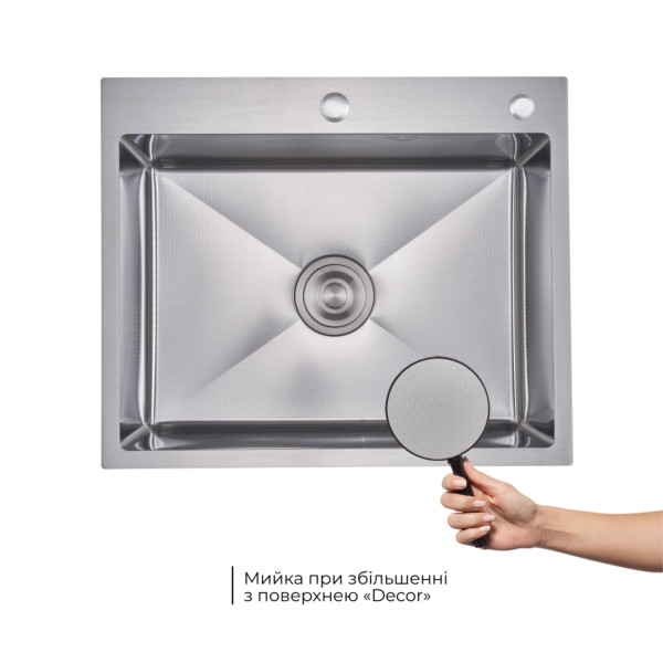 Акційний набір Lidz: мийка H6050H інтегрована Decor Honeycomb 2,5/0,5 мм LDH6050DEC48370 + Змішувач Aria для кухні з гнучким виливом (k35) Grey