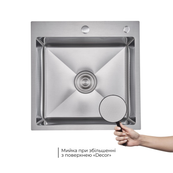 Акційний набір Lidz: мийка H5050H інтегрована Decor Honeycomb 2,5/0,5 мм LDH5050DEC48365 + Змішувач Aria для кухні з гнучким виливом (k35) Grey
