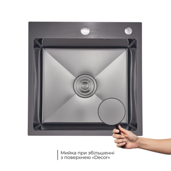Акційний набір Lidz: мийка інтегрована Decor Black PVD Honeycomb 2,5/0,5 мм + Змішувач Aria для кухні з гнучким виливом (k35) Black