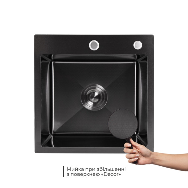 Акційний набір Lidz: мийка H4545 Black PVD Decor 2,5/0,5 мм + Змішувач Aria для кухні з гнучким виливом (k35) Black