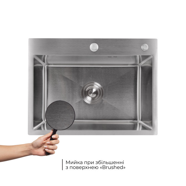 Мийка для кухні інтегрована Lidz Handmade H5843 Brushed Steel 3,0/1,0 мм LDH5843BRU49442