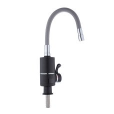 Проточний кран-водонагрівач з гнучким виливом для кухні  Lidz Warm 064  LDWAR064GRE49094 Black/Grey