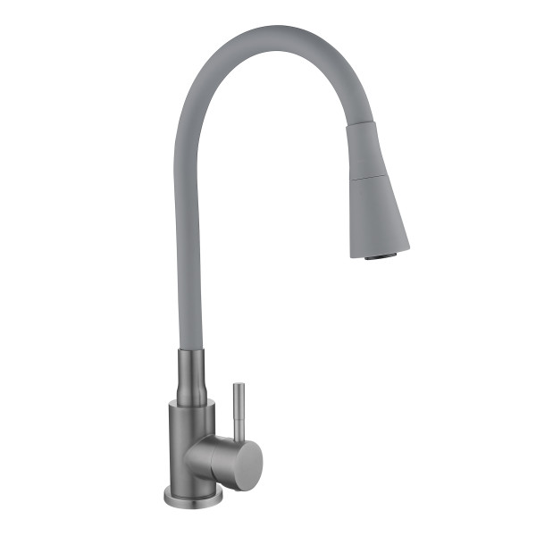Змішувач для кухні Lidz Aria 015F31 (k35) з гнучким виливом LDARI015F31GGRP49567 Graphite/Grey