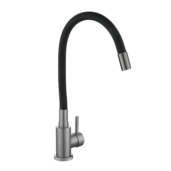Змішувач для кухні Lidz Aria 015F3 (k35) з гнучким виливом LDARI015F3BGRP49564 Graphite/Black