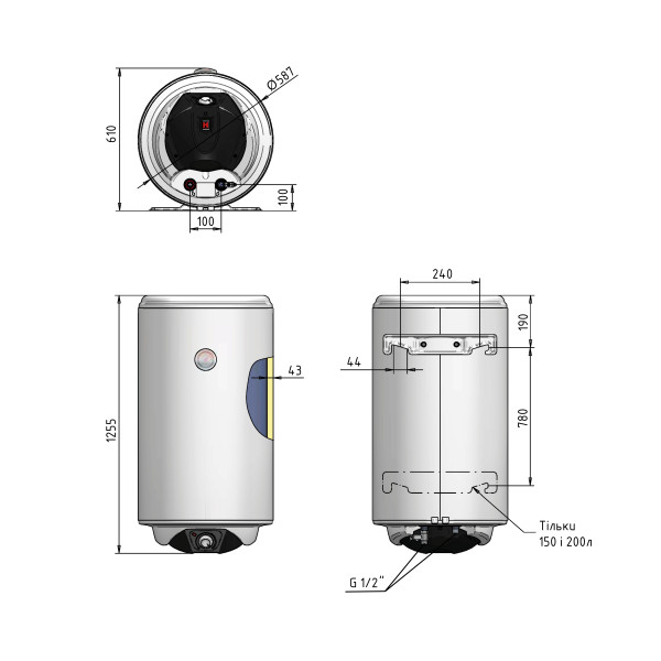 Водонагрівач електричний Thermo Alliance Spectra 200 л вертикальний, мокрий ТЕН 3,0 кВт, d 586 мм