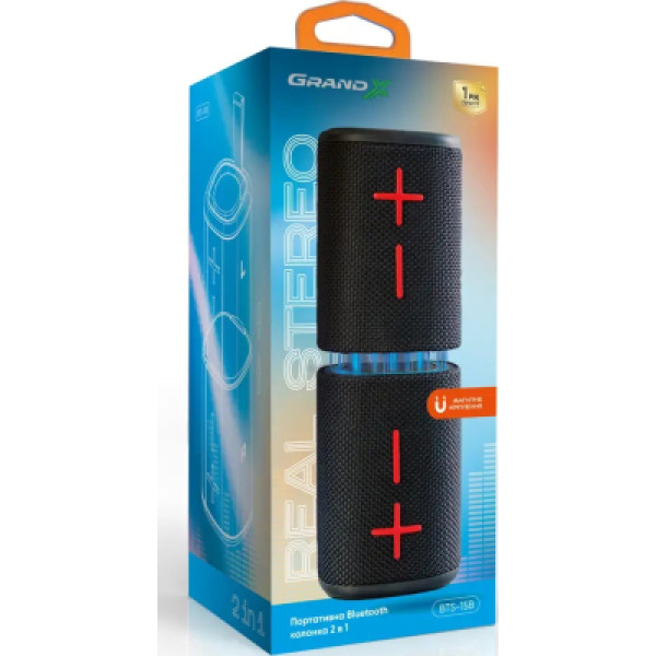Акустична система Grand-X Bluetooth 2 в 1 Black (BTS-15DB)
